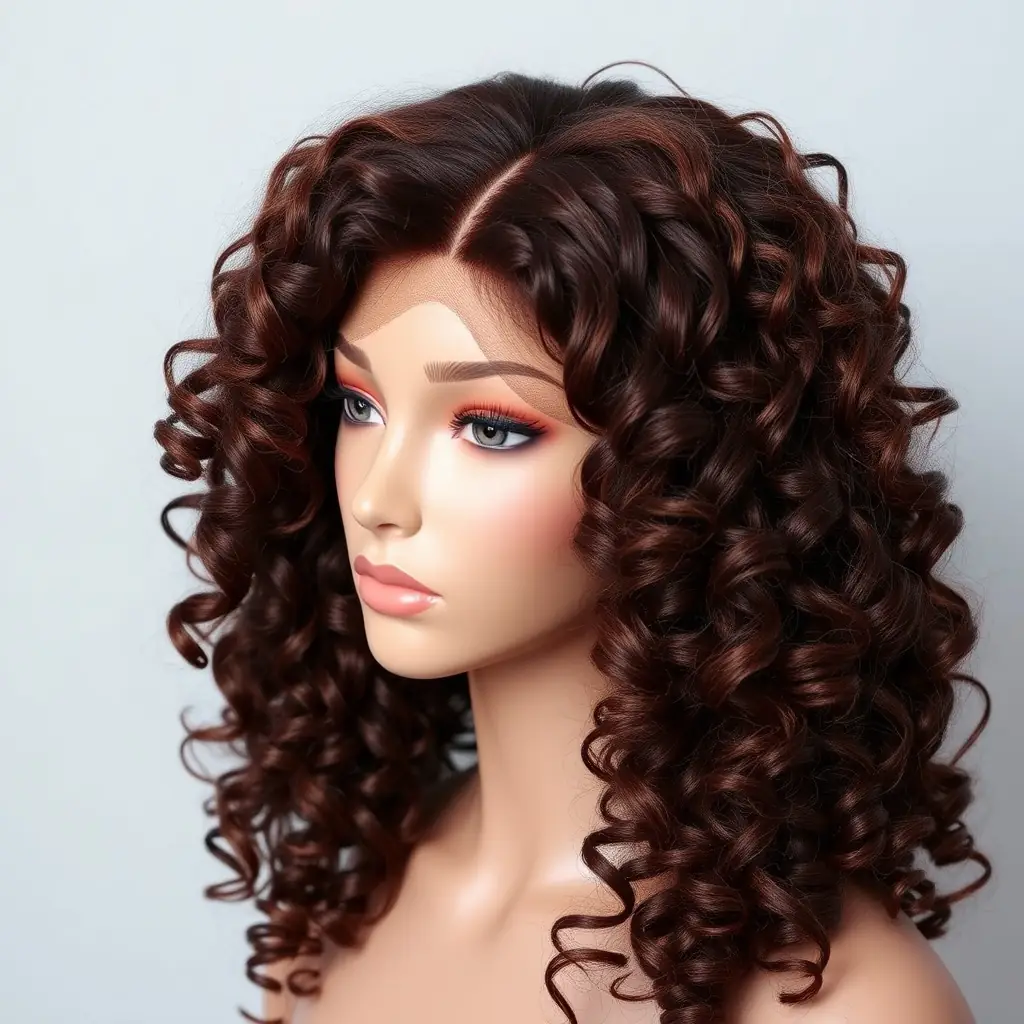 Curly Lace-Front Wig - Chestnut